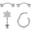 Rajnard Piercing Rook Piercing al sopracciglio 16G Acciaio Chirurgico Banana Barbell 6/8 / 10mm Crystal Ball Bead Piercing Gioielli per Donna Uomo Ragazze 18pcs