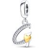 LIGHTDOG Ciondolo in argento 925 per braccialetti 26 lettere compatibile con i braccialetti europei per donne e ragazze, adatto ai braccialetti