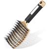URAQT Spazzola per Capelli Curva con setole di Cinghiale, Spazzola Capelli, per Capelli, Adatta Styling a Capelli Lunghi, Fini, Ricci o Lisci, Crespi, Mossi (Oro)