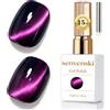 Senvenski Gelatina Vetro Cat Eye Smalto Semipermanente, 15ML Occhi di Gatto Magnetica per Gel Unghie Kit Olografico Glitterato Cristallo Smalti Unghie Salon Home DIY (Grigio Magenta, 15ml)