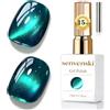 Senvenski Gelatina Vetro Cat Eye Smalto Semipermanente, 15ML Occhi di Gatto Magnetica per Gel Unghie Kit Olografico Glitterato Cristallo Smalti Unghie Salon Home DIY (Grigio Verde, 15ml)