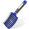 URAQT Spazzola per Capelli Curva con setole di Cinghiale, Adatta Styling a Capelli Lunghi, Fini, Ricci o Lisci, Crespi, Mossi (Blu)