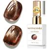 Senvenski Gelatina Vetro Cat Eye Smalto Semipermanente, 15ML Occhi di Gatto Magnetica per Gel Unghie Kit Olografico Glitterato Cristallo Smalti Unghie Salon Home DIY (Marrone Diamante, 15ml)