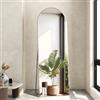 NEUWEABY Specchio a figura intera, 141 x 40 cm specchio da pavimento con supporto, specchio ad arco dorato da terra o da appoggio per camera da letto e soggiorno