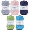 iEGrow Filato per uncinetto (50 g x 5 Colori), Lana Gomitoli a 5 fili, Filato per Maglieria e Uncinetto, Kit di Lana per Maglieria e Artigianato, Filato Acrilico Super Morbido per Principianti e Bambini 04