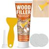 AAROVIBE Stucco per Legno Bianco, Verniciabile e Levigabile Stucco per Legno Riempitivo per Crepe, Buchi e Danni, Basso Odore e Resistente alle Crepe - Legno Massiccio e Mobili Interni ed Esterni (220g)