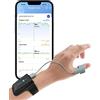 Wellue Saturazione Ossigeno da Dito, 72 ore di Autonomia della Batteria Pulsossimetro da Dito con Allarme a Vibrazione per Apnea Notturna, Pulsossimetro Bluetooth da polso