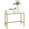 HOMCOM Consolle da Ingresso con 2 Cassetti 80x31.5x75cm Bianco | Tavolo Consolle, Gambe Dorate, per Soggiorno e Salotto