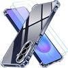 iVoler 3 in 1 Cover per Samsung Galaxy A57 5G con 2 Pezzi Pellicola Vetro Temperato, Custodia Antiurto Anti-Graffio Trasparente, Sottile Morbida in Silicone TPU Protettiva Case