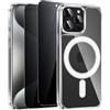 Niokfrci Magnetica Cover per iPhone 15 Pro Custodia e 2 Pezzi Privacy Pellicola Vetro Temperato, Compatibile con MagSafe, Trasparente Cover TPU Sottile Silicone Antiurto Bumper Case per iPhone 15 Pro