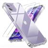 Tentoki 3 in 1 Cover e Vetro Temperato per iPhone 12 Mini, [Cuscino d'Aria Integrato] TPU Custodia Protettiva Antiurto Ultrasottile,previene l'ingiallimento,pellicola iPhone 12Mini,Trasparente