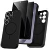 Pnakqil Magnetica Cover per Samsung Galaxy S24 Ultra 5G 6,8" Compatibile con MagSafe Custodia con 2 Pezzi Privacy Pellicola Protettiva, Morbido Liquido Silicone Antiurto Bumper Case, Nero