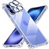 Tentoki 3 in 1 Cover per iPhone 16 Plus con 2 Pellicola Fotocamera,TPU Custodia Protettiva Antiurto Ultrasottile per iPhone 16Plus,previene l'ingiallimento pellicola,Trasparente