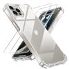 Tentoki 3 in 1 Cover e Vetro Temperato per iPhone 15 Pro, [Cuscino d'Aria Integrato] TPU Custodia Protettiva Antiurto Ultrasottile,previene l'ingiallimento,pellicola iPhone 15Pro,Trasparente