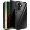 Pnakqil Cover per Samsung S25 Custodia e 2 Pezzi Privacy Pellicola Vetro, Traslucida Opaca Posteriore Sottile Silicone Morbido Case, Antiurto Anticaduta Protezione Cover per Samsung Galaxy S25, Nero