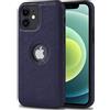 AIOVETEAB Cover Compatibile con iPhone 12 Mini,PU Pelle Premium Custodia Slim Sottile Retrò Business Flessibile Antigraffio Case Posteriore Protettiva Per iPhone 12 Mini (Blu)
