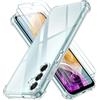 iVoler 4 in 1 Cover per Samsung Galaxy M15 5G con 3 Pezzi Pellicola Vetro Temperato, Trasparente Antiurto Custodia, Sottile Morbida in Silicone TPU Protettiva Case