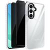 Pnakqil Cover per Samsung S25 FE Custodia e 2 Pezzi Privacy Pellicola Vetro, Trasparente Non a ingiallimento Sottile Silicone TPU Case, Antiurto Anticaduta Protezione Cover per Samsung Galaxy S25 FE