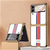 COQUE Custodia per Galaxy Z Flip 3 5G, Custodia per cellulare verniciata lucida in vetro ultra sottile 9H, Cover pieghevole per Samsung Galaxy Z Flip 3 5G-Elegante bianco