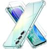 iVoler 3 in 1 Cover per Samsung Galaxy M55 5G con 2 Pezzi Pellicola Vetro Temperato, Trasparente Antiurto Custodia, Sottile Morbida in Silicone TPU Protettiva Case