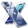 Tentoki 3 in 1 Cover e Vetro Temperato per iPhone 12, [Cuscino d'Aria Integrato] TPU Custodia Protettiva Antiurto Ultrasottile,previene l'ingiallimento,pellicola iPhone 12,Trasparente