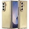 BAILI Custodie per Galaxy Z Fold7, Z Fold 7 Cover con Pellicola Protettiva Integrata Anti-Impronte, Custodia in Pelle per Samsung Galaxy Z Fold7 con Pellicola Protettiva Frontale-Oro
