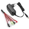 HTRC Caricabatterie Airsoft per Batteria NIMH/NICD 2-10s 2,4-12V, Caricabatterie RC Intelligente per Auto Rc Barca Rc Drone Softair, con 5 Terminali(Tamiya standard/Mini Tamiya/SM 2P/JST/HuanQi)