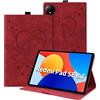 Auslbin Custodia per Xaiomi Redmi Pad SE 8.7 4G 2024 Cover, Pelle Goffrata Farfalla PU con Funzione di Supporto, Flip Tab Cover per Redmi Pad SE 8.7, Rosso