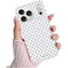 Kivlclri Polka dot Cover per iPhone 17 Pro max 6,9'', Custodia per Cellulare Aesthetic Estivi Nero Pois Disegni Disegno Motivo Silicone Semi Trasparente TPU Antiurto Protezione Ragazze Case, Bianco