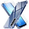 iVoler 3 in 1 Cover per Samsung Galaxy A18 / A17 4G / 5G con 2 Pezzi Pellicola Vetro Temperato, Custodia Antiurto Anti-Graffio Trasparente, Sottile Morbida in Silicone TPU Protettiva Case