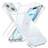 Tentoki 3 in 1 Cover e Vetro Temperato per iPhone 15 Plus, [Cuscino d'Aria Integrato] TPU Custodia Protettiva Antiurto Ultrasottile,previene l'ingiallimento,pellicola iPhone 15Plus,Trasparente