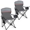 HIGH POINT SPORTS Sedia da Campeggio Pieghevole, Set da 2 Pezzi, fino a 102 kg, Sedie Pieghevoli da Esterno, Sedie da Campeggio,Sedie da pesca con Braccioli (Grigio)