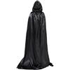 Bkrdty Mantello con Cappuccio Nero Halloween Lungo Mantello Unisex Cape à Capuche mit Haltegurt per Halloween Festa in Costume