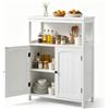BonVache Credenza Cucina con 2 Ante E Vano Aperto, Bianco avorio | Ripiani regolabili e vano aperto rialzato, Stile Moderno Minimalista, Per Ingresso, Bagno E Soggiorno