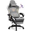 GTPLAYER Sedia Gaming Ergonomica Poltrone con Altoparlanti Bluetooth e Poggiapiedi Sedia Gamer Reclinabile Serie Dragon Sedia Ufficio con Poggiatesta e Cuscino Lombare per Lavoro e Gioco Grigio