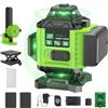 karzu Livella laser autolivellante a 16 linee, 4 x 360° Livella laser autolivellante verde, 2 batterie, autolivellante, di un mini treppiede, telecomando, cabina di rilevamento