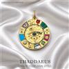 Thaddaeus Ciondolo grande amuleto magico cuore fortunato gatto elefante trifoglio simboli fatima gioielli dorati argento sterling 925 donna uomo regalo