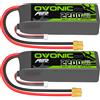 OVONIC Batteria LiPo OVONIC 3S Corta 11.1V 2200mAh 120C con Connettore XT60 per Aeromodelli RC, Elicotteri, Quadricotteri, Aerei Sportivi e Modelli in Scala (Confezione da 2)