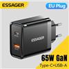 ESSAGER Caricatore GaN Essager 65W Ricarica rapida QC4.0 PD3.0 Caricatore USB tipo C Caricatore rapido portatile per laptop iPhone 15 14 13Pro MacBook