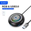 ORICO RGB USB3.0/HUB di tipo C con porta di alimentazione di tipo C Adattatore OTG multi splitter da 5 Gbps per accessori per computer PC MacBook Pro