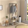 HOMCOM Scarpiera con anta, mobile industriale 60L x 40L x H cm, in metallo bianco effetto legno chiaro