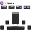 ULTIMEA Aura S4T 350W Sistema Soundbar 7.1ch con Subwoofer e 4 Altoparlanti Surround, Home Theater All-in-One per TV, Controllo tramite App