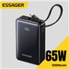 ESSAGER Power Bank Essager 65W 20000mAh con Cavo USB-C Integrato, Caricabatterie Portatile Rapido PD per Laptop, iPad, iPhone 17 16 Pro Max