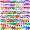 JK-ZMM 108 Pezzi Braccialetti Pop Rotondi e Quadrati a Forma di Cuore, Giocattoli Antistress Pop Fidget, Portachiavi in Silicone da Premere con le Dita, Giocattoli Sensoriali a Bolle in Bulk