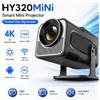 NONE Mini proiettore Hy320, sorgente luminosa LCD, Wi-Fi 6 a doppia banda intelligente, Bluetooth 5.0, proiettore portatile, risoluzione nativa 720P, supporto 4K, 200 lumen ANSI, proiettore Full HD.