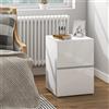 EUGAD 1PC Comodino con 2 cassetti lucidi, ampio spazio contenitivo, 40x40x58 cm, comodino in stile scandinavo per camera da letto e soggiorno