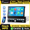 Podofo 1 Din Sistema Intelligente per Auto, Lettore MP5 con Schermo Retrattile da 7'', CarPlay Wireless, Android Auto, IPS, BT, EQ, Radio FM, Stereo, YouTube