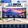 CRUA Monitor da gioco curvo QHD da 32 pollici Crua Gf320E, 75Hz 2560x1440, display per PC con curvatura immersiva 2800R, design senza cornice, compatibilità con supporto VESA, ampio angolo di visione,