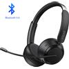EKSA H35 Cuffie Wireless Bluetooth 5.4 On Ear con Driver da 40mm, Microfono con Cancellazione del Rumore ENC, Suono Stereo, 25 Ore di Musica, 17 Ore di Conversazione, Multipoint, 169g, Leggere,