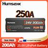 Humsienk Batteria LiFePO4 Humsienk 24V 200Ah 5120Wh, BMS intelligente integrato da 250A, oltre 6000 cicli profondi, sostituzione diretta per batterie al piombo, massimo 2S4P, per camper, nautica, impianti